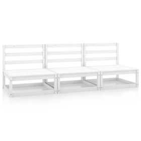 Central garden sofas 3 units white solid pine wood by vidaXL, Garden sets - Ref: Foro24-805686, Price: 137,99 €, Discount: %