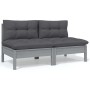 2-seater garden sofa with solid gray pine wood cushions by vidaXL, Modular outdoor sofas - Ref: Foro24-806654, Price: 183,96 ...