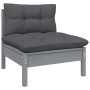 2-Sitzer-Gartensofa mit Kissen massives Zirbenholz grau von vidaXL, Modulare Sofas für den Außenbereich - Ref: Foro24-806654,...