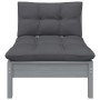 2-seater garden sofa with solid gray pine wood cushions by vidaXL, Modular outdoor sofas - Ref: Foro24-806654, Price: 183,96 ...