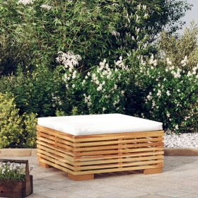 Garden stool with cream cushion solid teak wood by vidaXL, Modular outdoor sofas - Ref: Foro24-319158, Price: 105,99 €, Disco...