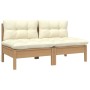 2-Sitzer-Gartensofa aus massivem Kiefernholz mit cremefarbenen Kissen von vidaXL, Modulare Sofas für den Außenbereich - Ref: ...