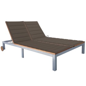 2-person sun lounger with solid acacia wood and steel cushion by vidaXL, Loungers - Ref: Foro24-3061565, Price: 400,99 €, Dis...