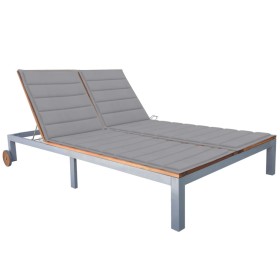 Sun lounger for 2 people with solid acacia wood and steel cushion. by vidaXL, Loungers - Ref: Foro24-3061558, Price: 409,84 €...