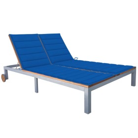 2-person sun lounger with solid acacia wood and steel cushion by vidaXL, Loungers - Ref: Foro24-3061567, Price: 393,99 €, Dis...