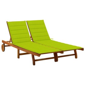 Garden lounger for 2 people and solid acacia wood cushions by vidaXL, Loungers - Ref: Foro24-3061385, Price: 369,99 €, Discou...