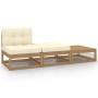 Set de muebles de jardín 3 pzas cojines madera pino marrón miel de vidaXL, Sofás modulares de exterior - Ref: Foro24-805768, ...