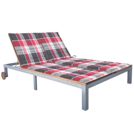 Sun lounger for 2 people with solid acacia wood and steel cushion. by vidaXL, Loungers - Ref: Foro24-3061570, Price: 404,99 €...