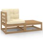 Set de muebles de jardín 2 pzas cojines madera pino marrón miel de vidaXL, Sofás modulares de exterior - Ref: Foro24-805753, ...