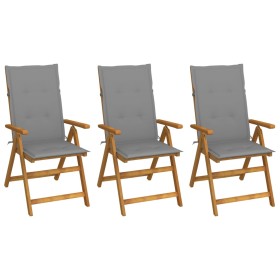 3 pcs folding garden chairs and solid acacia wood cushions by vidaXL, Garden chairs - Ref: Foro24-3064090, Price: 240,99 €, D...