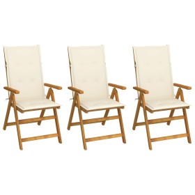 3 pcs folding garden chairs and solid acacia wood cushions by vidaXL, Garden chairs - Ref: Foro24-3064091, Price: 239,42 €, D...