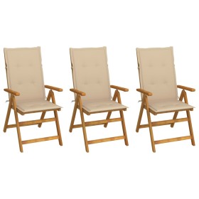 3 pcs folding garden chairs and solid acacia wood cushions by vidaXL, Garden chairs - Ref: Foro24-3064092, Price: 252,30 €, D...