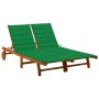 Garden lounger for 2 people and solid acacia wood cushions by vidaXL, Loungers - Ref: Foro24-3061379, Price: 393,47 €, Discou...