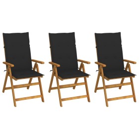 3 pcs folding garden chairs and solid acacia wood cushions by vidaXL, Garden chairs - Ref: Foro24-3064096, Price: 257,39 €, D...