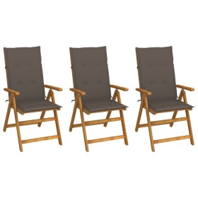 Folding garden chairs 3 units and solid acacia wood cushions by vidaXL, Garden chairs - Ref: Foro24-3064097, Price: 260,51 €,...