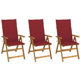 3 pcs folding garden chairs and solid acacia wood cushions by vidaXL, Garden chairs - Ref: Foro24-3064098, Price: 235,19 €, D...