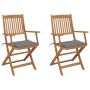 2 pcs folding garden chairs and solid acacia wood cushions by vidaXL, Garden chairs - Ref: Foro24-3064591, Price: 122,56 €, D...