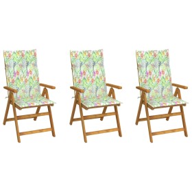 Folding garden chairs 3 pcs solid acacia wood cushions by vidaXL, Garden chairs - Ref: Foro24-3064101, Price: 228,99 €, Disco...