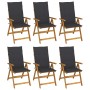 Folding garden chairs 6 units and solid acacia wood cushions by vidaXL, Garden chairs - Ref: Foro24-3064119, Price: 462,84 €,...