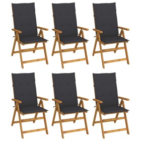 Folding garden chairs 6 units and solid acacia wood cushions by vidaXL, Garden chairs - Ref: Foro24-3064119, Price: 436,99 €,...