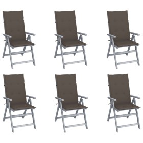 Reclining garden chairs 6 pcs solid acacia wood cushions by vidaXL, Garden chairs - Ref: Foro24-3065325, Price: 400,47 €, Dis...