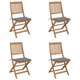 4 pcs folding garden chairs and solid acacia wood cushions by vidaXL, Garden chairs - Ref: Foro24-3064672, Price: 198,28 €, D...