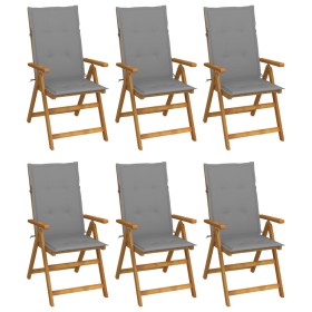 6 pcs folding garden chairs and solid acacia wood cushions by vidaXL, Garden chairs - Ref: Foro24-3064120, Price: 444,99 €, D...