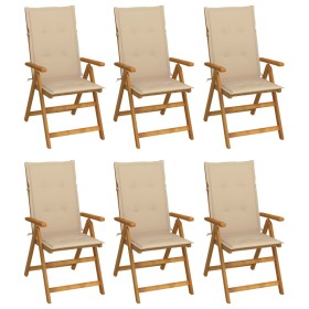 6 pcs folding garden chairs and solid acacia wood cushions by vidaXL, Garden chairs - Ref: Foro24-3064122, Price: 464,08 €, D...