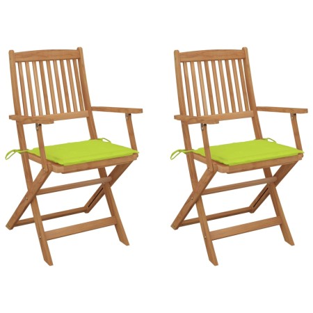 2 pcs folding garden chairs and solid acacia wood cushions by vidaXL, Garden chairs - Ref: Foro24-3064601, Price: 117,35 €, D...