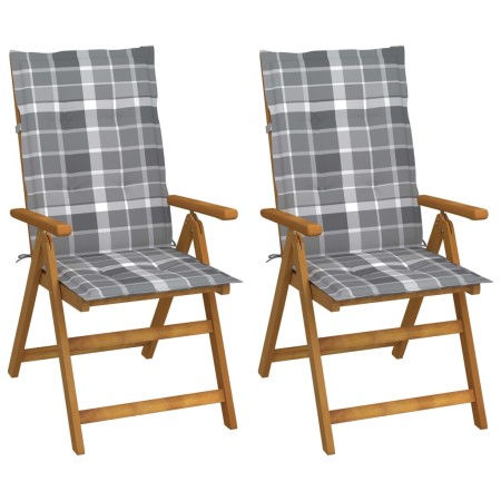 Reclining garden chairs 2 pcs solid acacia wood cushions by vidaXL, Garden chairs - Ref: Foro24-3064073, Price: 166,00 €, Dis...