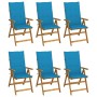 6 pcs folding garden chairs and solid acacia wood cushions by vidaXL, Garden chairs - Ref: Foro24-3064123, Price: 461,06 €, D...