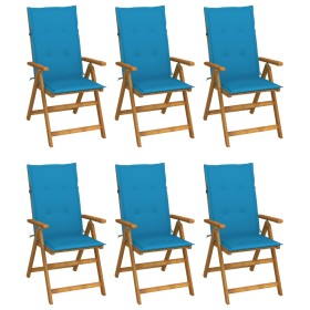 6 pcs folding garden chairs and solid acacia wood cushions by vidaXL, Garden chairs - Ref: Foro24-3064123, Price: 461,53 €, D...