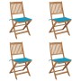 4 pcs folding garden chairs and solid acacia wood cushions by vidaXL, Garden chairs - Ref: Foro24-3064675, Price: 195,56 €, D...