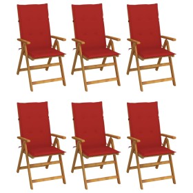 Folding garden chairs 6 units and solid acacia wood cushions by vidaXL, Garden chairs - Ref: Foro24-3064125, Price: 458,21 €,...