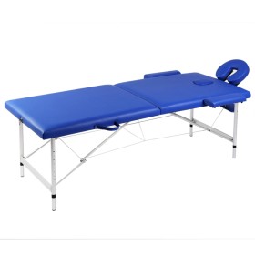 Klappbare Massageliege 2 Zonen, blaue Holzstruktur von vidaXL, Massageliegen - Ref: Foro24-110086, Preis: 159,99 €, Rabatt: %