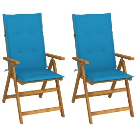 Reclining garden chairs 2 pcs solid acacia wood cushions by vidaXL, Garden chairs - Ref: Foro24-3064063, Price: 186,09 €, Dis...