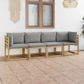 4-seater garden sofa with gray cushions by vidaXL, Garden sets - Ref: Foro24-3064969, Price: 253,99 €, Discount: %