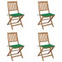 4 pcs folding garden chairs and solid acacia wood cushions by vidaXL, Garden chairs - Ref: Foro24-3064676, Price: 196,61 €, D...