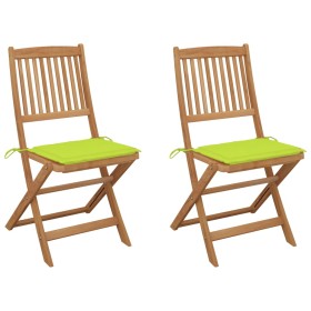 2 pcs folding garden chairs and solid acacia wood cushions by vidaXL, Garden chairs - Ref: Foro24-3064655, Price: 126,99 €, D...