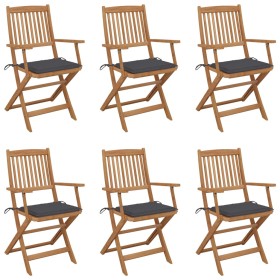 6 pcs folding garden chairs and solid acacia wood cushions by vidaXL, Garden chairs - Ref: Foro24-3065461, Price: 335,92 €, D...