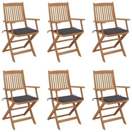 6 pcs folding garden chairs and solid acacia wood cushions by vidaXL, Garden chairs - Ref: Foro24-3065461, Price: 335,51 €, D...