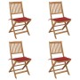 Folding garden chairs 4 units and solid acacia wood cushions by vidaXL, Garden chairs - Ref: Foro24-3064677, Price: 202,35 €,...