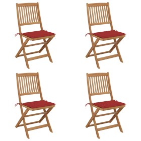 Folding garden chairs 4 units and solid acacia wood cushions by vidaXL, Garden chairs - Ref: Foro24-3064677, Price: 202,54 €,...