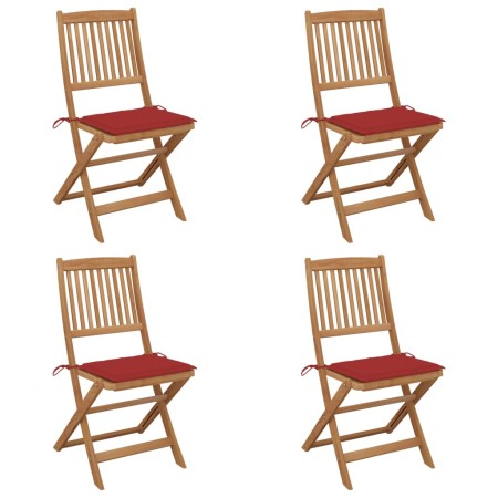 Folding garden chairs 4 units and solid acacia wood cushions by vidaXL, Garden chairs - Ref: Foro24-3064677, Price: 202,35 €,...