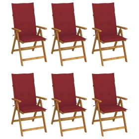 6 pcs folding garden chairs and solid acacia wood cushions by vidaXL, Garden chairs - Ref: Foro24-3064128, Price: 448,53 €, D...