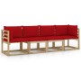 4-seater garden sofa with red cushions by vidaXL, Garden sets - Ref: Foro24-3065119, Price: 258,00 €, Discount: %