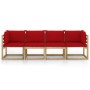 4-seater garden sofa with red cushions by vidaXL, Garden sets - Ref: Foro24-3065119, Price: 258,00 €, Discount: %