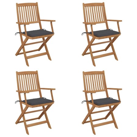 4 pcs folding garden chairs and solid acacia wood cushions by vidaXL, Garden chairs - Ref: Foro24-3064617, Price: 218,99 €, D...