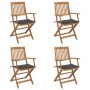 4 pcs folding garden chairs and solid acacia wood cushions by vidaXL, Garden chairs - Ref: Foro24-3064617, Price: 218,99 €, D...