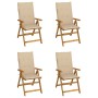 Reclining garden chairs 4 pcs solid acacia wood cushions by vidaXL, Garden chairs - Ref: Foro24-3065350, Price: 337,35 €, Dis...